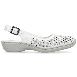 Comodi sandali da donna interamente traforati in pelle, bianco Rieker 41350-80 bianca