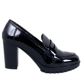 Jeffis Mocassini con tacco in vernice nera nero