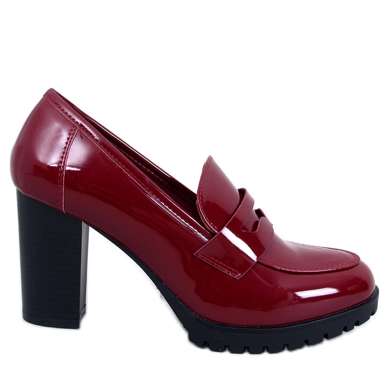 Mocassini con tacco in vernice Jeffis Wine Red rosso