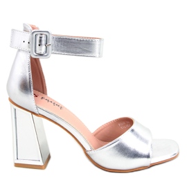 Sandali Ellen Silver con tacco e cintura argento