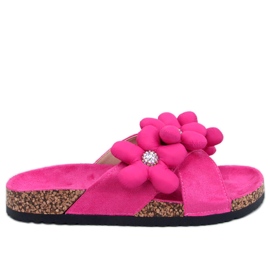 Charss Infradito fucsia in sughero con fiori cuscino rosa