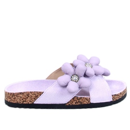 Infradito in sughero con fiori cuscino Charss Purple viola