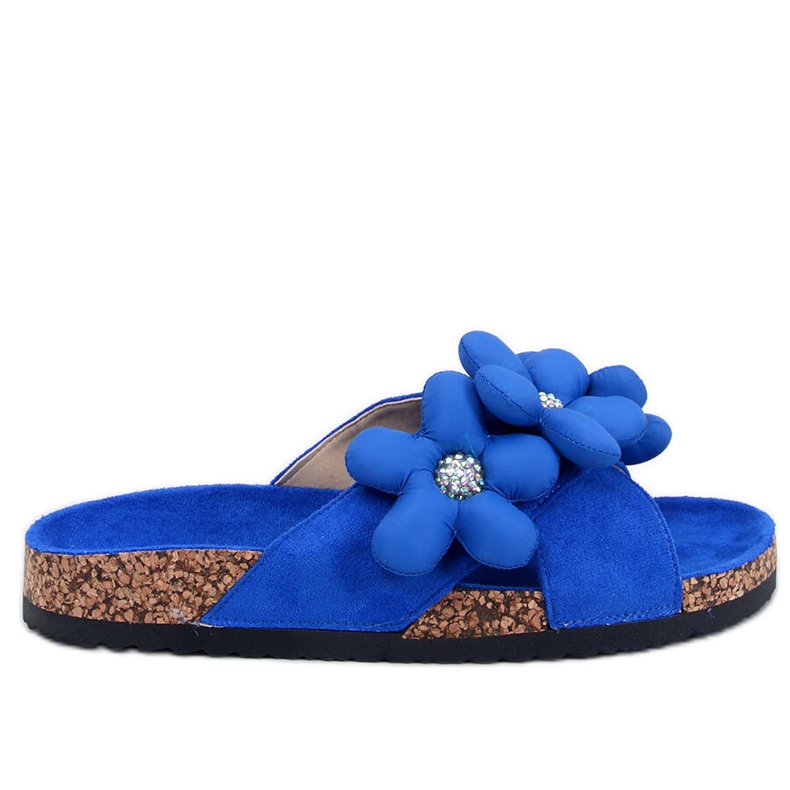 Infradito in sughero con fiori cuscino Charss Blue