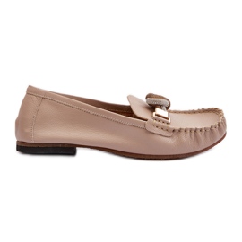 Mocassini Da Donna In Pelle Con Decorazione Laura Messi 2761 Beige
