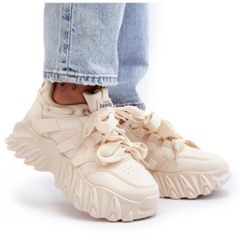 Sneakers da donna beige con suola spessa Ellerai