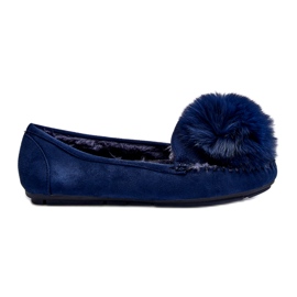 Feers blu da donna con pelliccia e pompon