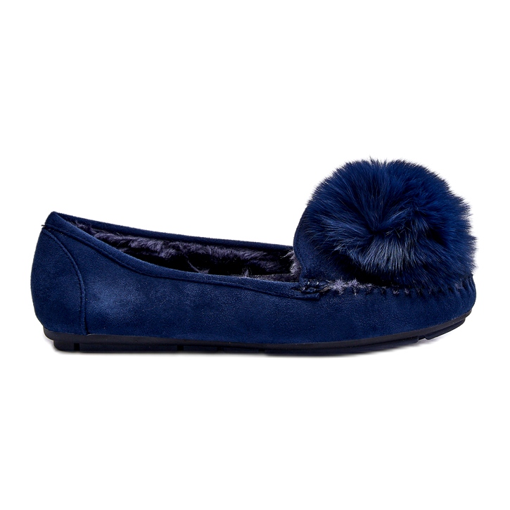 Feers blu da donna con pelliccia e pompon