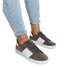 Sneakers con plateau in pelle scamosciata grigia di Fareeda grigio