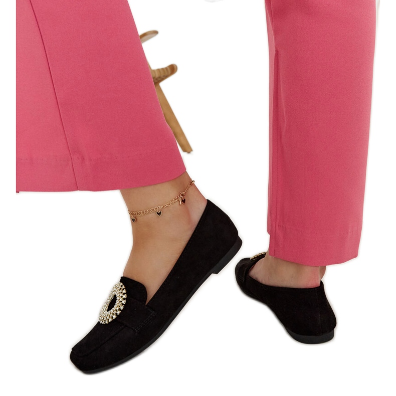 Mocassini neri decorati con strass Celena nero