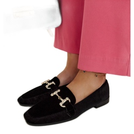 Mocassini in velluto nero con strass di Fabrizia