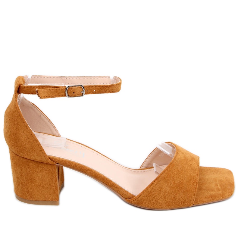 Sandali con tacco da donna, in suede Silence Camel marrone