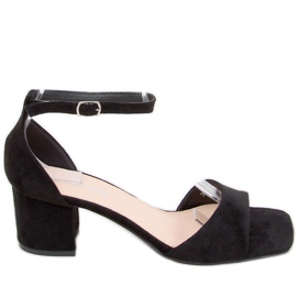 Sandali con tacco da donna con pelle scamosciata Silence Black nero