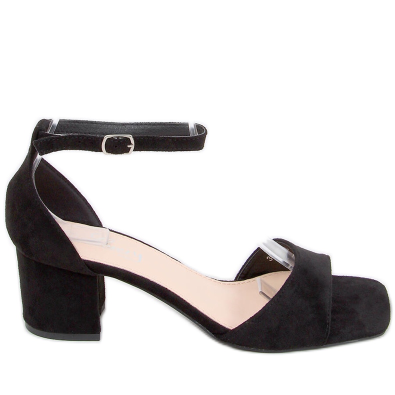 Sandali con tacco da donna con pelle scamosciata Silence Black nero