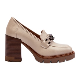 Vinceza Décolleté su tacco alto massiccio con decorazione Oradna beige