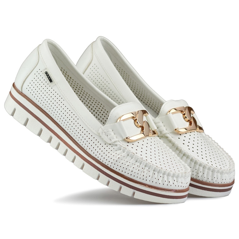 Mocassini da donna traforati comodi ed eleganti, scarpe traforate bianche bianca