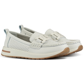 Comodi mocassini in pelle da donna, scarpe da donna traforate beige in pelle naturale
