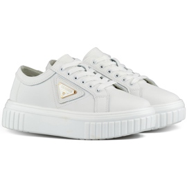Scarpe sportive da donna bianche in pelle naturale, scarpe sportive da donna in pelle bianca