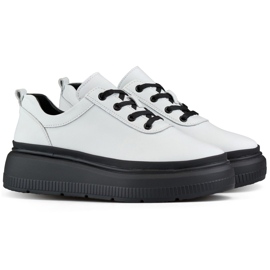 Sneakers da donna in pelle bianca con suola nera bianco