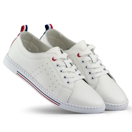 Sneakers bianche da donna in pelle naturale, scarpe da donna in pelle bianco