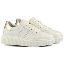 Scarpe sportive da donna beige in pelle naturale, scarpe da donna in pelle