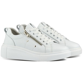 Scarpe sportive da donna in pelle bianca bianco