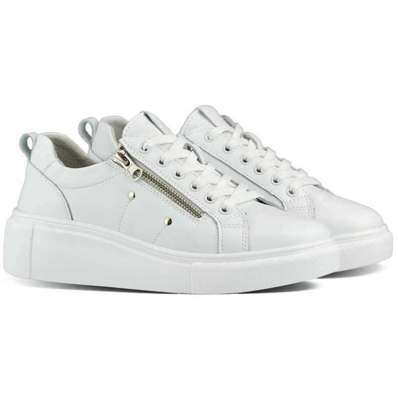 Scarpe sportive da donna in pelle bianca
