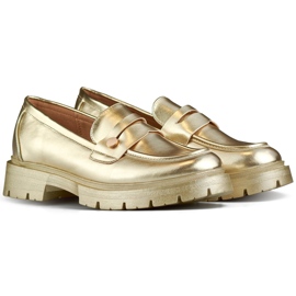 Scarpe dorate da donna con suola spessa d'oro