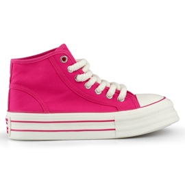 Sneakers rosa con suola spessa, sneakers alte da donna