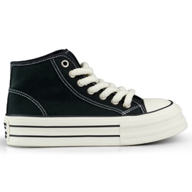 Sneakers nere con suola spessa, sneakers alte da donna nero