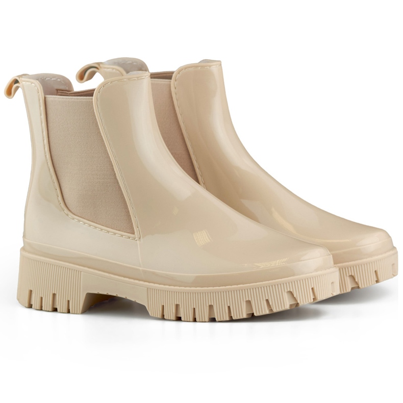 Stivali Wellington da donna beige con suola spessa