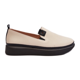Vinceza Espadrillas in pelle da donna sulla piattaforma beige Tigera
