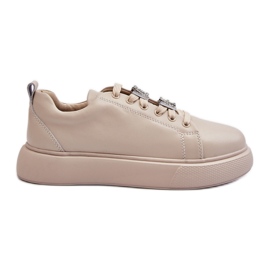 Vinceza Sneakers Da Donna In Pelle Con Decori Beige Disuria