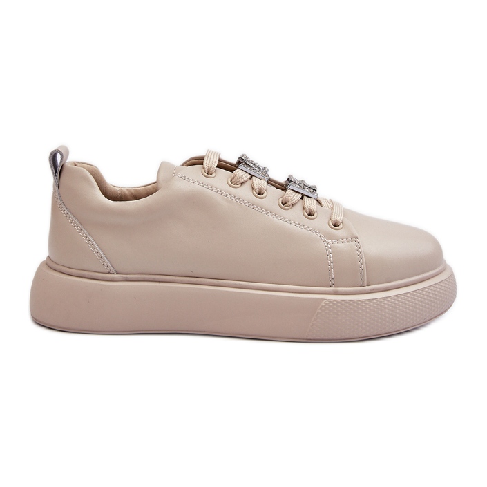 Vinceza Sneakers Da Donna In Pelle Con Decori Beige Disuria