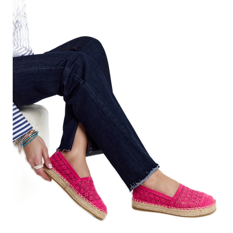 Espadrillas in pizzo rosa scuro sulla piattaforma Samra