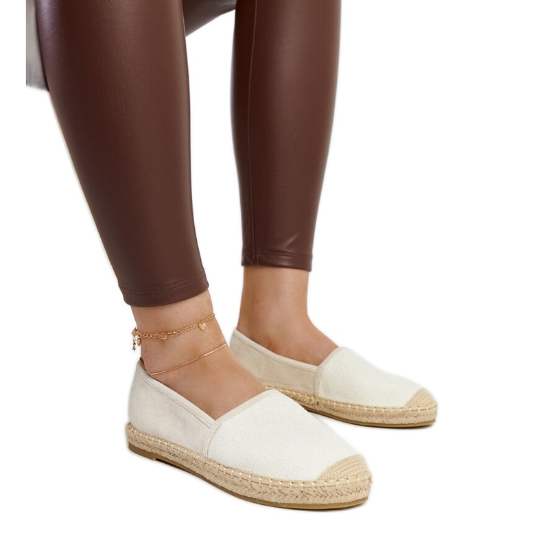 Espadrillas beige chiaro con lucentezza sulla piattaforma Ming