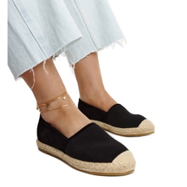 Espadrillas nere lucide sulla piattaforma Ming nero