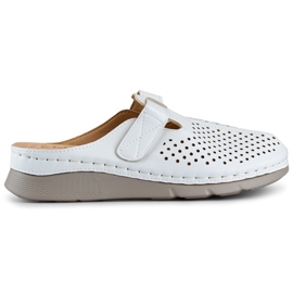 Comode infradito sanitarie da donna, infradito traforate, infradito bianche con velcro bianco