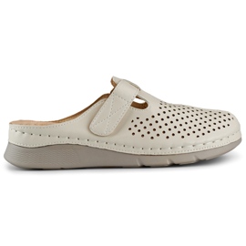 Infradito sanitarie da donna con punta chiusa e velcro beige