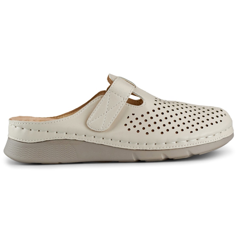 Infradito sanitarie da donna con punta chiusa e velcro beige