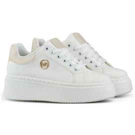 Sneakers bianche con suola spessa, scarpe sportive da donna bianca