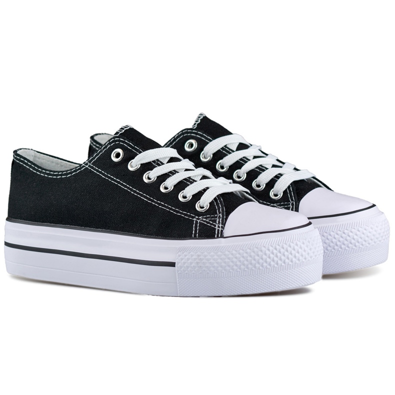 Sneakers nere con suola spessa, classiche sneakers da donna sulla piattaforma nero
