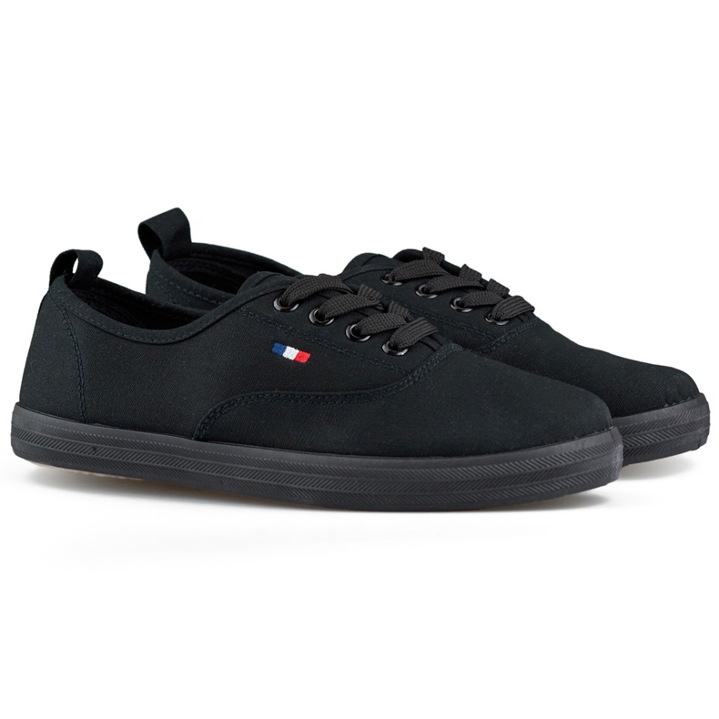 Sneakers nere con suola nera, scarpe da ginnastica da donna nero