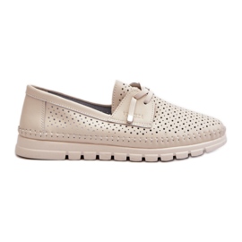 Vinceza Scarpe da donna in pelle beige traforate Darnissa