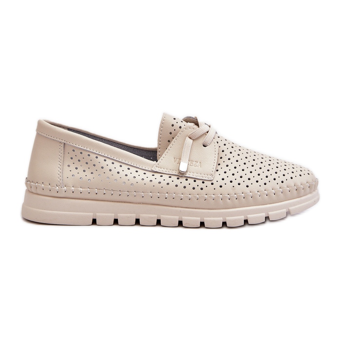 Vinceza Scarpe da donna in pelle beige traforate Darnissa