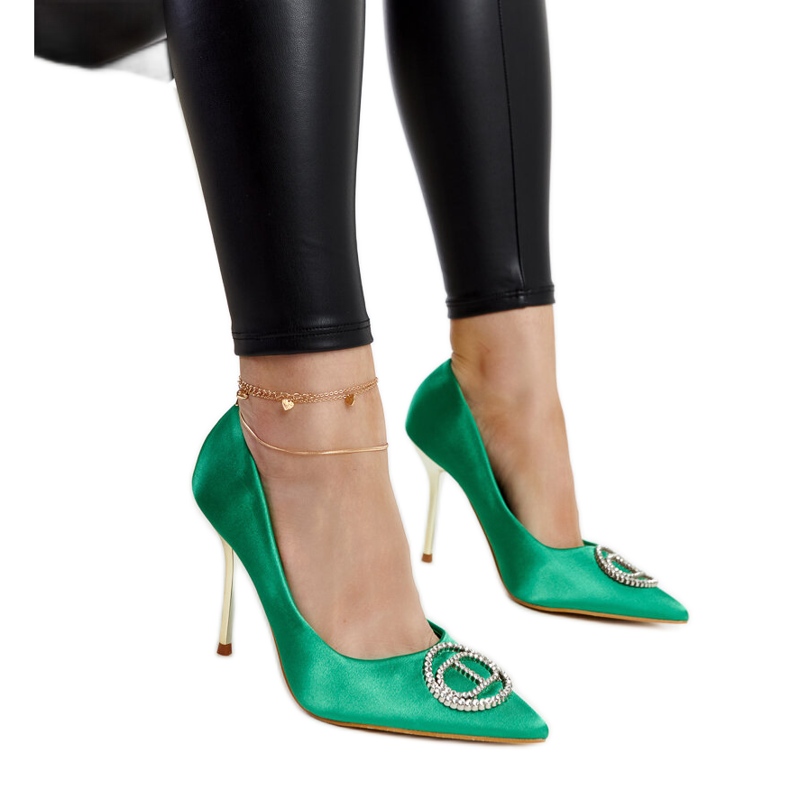 Tacchi alti verdi con zirconi Elife verde