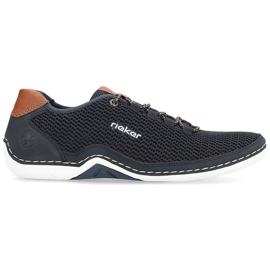 Comode scarpe slip-on estive traforate da uomo, blu navy Rieker 07555-14