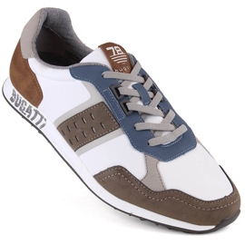 Scarpe sportive comode da uomo in pelle, multicolor Bugatti NN153208 bianco