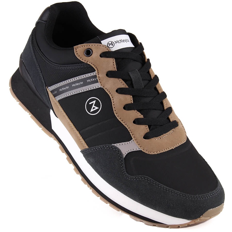 McKeylor 74111 scarpa sportiva da uomo in pelle nera nero