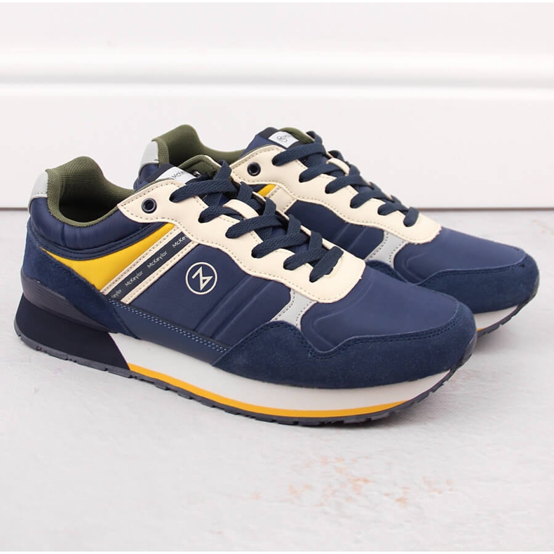 Scarpe sportive da uomo in pelle blu navy McKeylor 74111