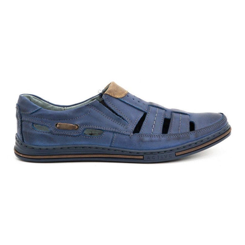 Polbut Scarpe traforate da uomo 06 per l'estate - blu navy e marrone